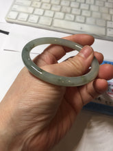 Load image into Gallery viewer, 54.5mm Certified type A 100% Natural light green gray black slim round cut Jadeite bangle PA198-2454