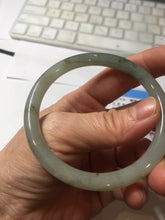 Load image into Gallery viewer, 54.5mm Certified type A 100% Natural light green gray black slim round cut Jadeite bangle PA198-2454