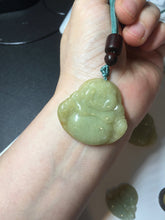 Load image into Gallery viewer, 100% Natural type A yellow green happy buddha jadeite Jade pendant AX159
