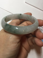 Load image into Gallery viewer, 54.5mm Certified 100% natural Type A light purple with green floating flowers jadeite jade bangle BN14-7084
