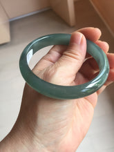 Load image into Gallery viewer, 59mm Certified Type A 100% Natural icy watery dark green/blue/gray/black Guatemala Jadeite bangle BS156-0131