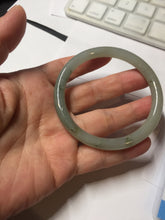 Load image into Gallery viewer, 54.5mm Certified type A 100% Natural light green gray black slim round cut Jadeite bangle PA198-2454