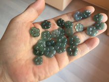 Load image into Gallery viewer, 100% Natural type A icy watery blue green gray Guatemala jadeite Forget-Me-Not(勿忘我) Flower Pendant group BP180