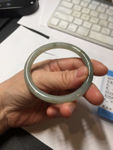 Load image into Gallery viewer, 54.5mm Certified type A 100% Natural light green gray black slim round cut Jadeite bangle PA198-2454
