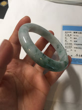 Load image into Gallery viewer, 55.5mm Certified Type A 100% Natural light green purple with floating flowers Jadeite bangle AY129-6645