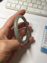 Load image into Gallery viewer, 54.4mm Certified type A 100% Natural light green gray black slim round cut Jadeite bangle PA199-2453