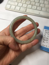 Load image into Gallery viewer, 54.4mm Certified type A 100% Natural light green gray black slim round cut Jadeite bangle PA199-2453