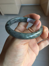 Load image into Gallery viewer, 49mm certified Type A 100% Natural icy watery yellow black(WuJi) oval Jadeite Jade bangle BM115-2675