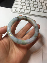 Load image into Gallery viewer, 57.5mm 100% Natural type A green purple white carved flowers and golden-painted Jadeite Jade bangle PB282