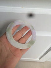 Load image into Gallery viewer, 58mm certified Type A 100% Natural green/purple/yellow flat style Jadeite jade bangle C89-2