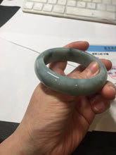 Load image into Gallery viewer, 54mm certified 100% natural Type A green white with green floating flowers chubby jadeite bangle PB245-9551