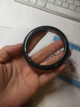 Load image into Gallery viewer, 55.5mm Certified Type A 100% Natural deep sea green/blue/gray/white Guatemala Jadeite bangle PC24-8528