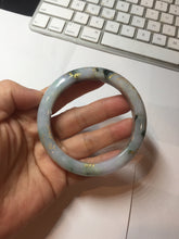 Load image into Gallery viewer, 57.5mm 100% Natural type A green purple white carved flowers and golden-painted Jadeite Jade bangle PB282