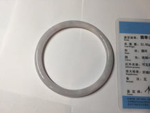 Load image into Gallery viewer, Sold! please don't order, Thanks. 62mm Certified Type A 100% Natural white light purple slim round cut Jadeite bangle AU35-8538