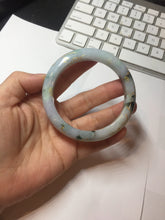 Load image into Gallery viewer, 57.5mm 100% Natural type A green purple white carved flowers and golden-painted Jadeite Jade bangle PB282