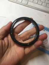 Load image into Gallery viewer, 55.5mm Certified Type A 100% Natural deep sea green/blue/gray/white Guatemala Jadeite bangle PC24-8528