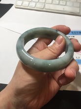 Load image into Gallery viewer, 54mm certified 100% natural Type A green white with green floating flowers chubby jadeite bangle PB245-9551