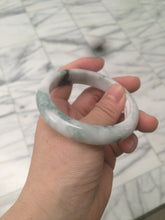 Load image into Gallery viewer, 55.8mm Certificated Type A 100% Natural White purple with green floating flowers Jadeite Jade bangle G110-9502