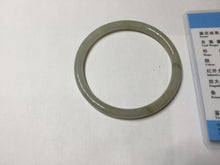 Load image into Gallery viewer, 54.5mm Certified type A 100% Natural light green gray black slim round cut Jadeite bangle PA201-2443