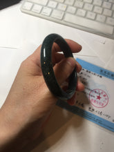 Load image into Gallery viewer, 55.5mm Certified Type A 100% Natural deep sea green/blue/gray/white Guatemala Jadeite bangle PC24-8528