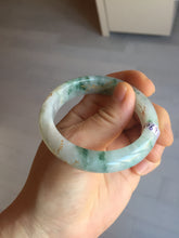 Load image into Gallery viewer, 51.2mm Certified Type A 100% Natural light green carved branches and flowers and golden-painted jadeite jade bangle BH123-6069