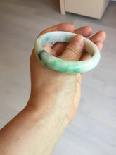 Load image into Gallery viewer, 58mm Certified Type A 100% Natural sunny green/white Jadeite Jade bangle BN16-7069