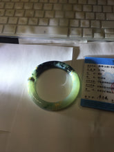 Load image into Gallery viewer, 58mm 100% Natural type A icy watery green dark carved flowers golden-painted round cut Jadeite Jade bangle PH73-5858