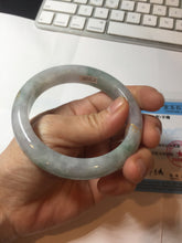 Load image into Gallery viewer, 55.8mm 100% Natural type A green purple white carved flowers and golden-painted Jadeite Jade bangle PB283-0262