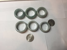 Load image into Gallery viewer, 100% natural type A light green white purple broad jadeite jade band ring thumb ring Pb53