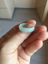 Load image into Gallery viewer, Size 6 1/2-9 100% natural type A white light green broad jadeite jade band ring PA253