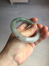 Load image into Gallery viewer, 55.3mm certified type A 100% Natural light green dark green gray(淡油青) black jadeite jade bangle BS152-0491