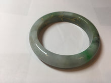 Load image into Gallery viewer, 55mm 100% Natural type A sunny green gray black carved flowers and golden-painted Jadeite Jade bangle PB284