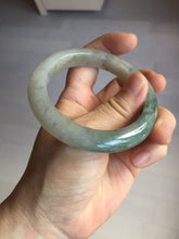 Load image into Gallery viewer, 55.3mm certified type A 100% Natural light green dark green gray(淡油青) black jadeite jade bangle BS152-0491