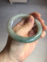 Load image into Gallery viewer, 55.3mm certified type A 100% Natural light green dark green gray(淡油青) black jadeite jade bangle BS152-0491