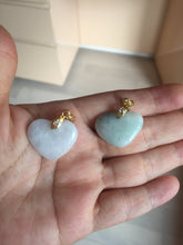 Load image into Gallery viewer, Type A 100% Natural watery light green/purple/yellow Jadeite Jade 3D sweet heart Pendant Z138