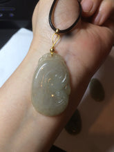 Load image into Gallery viewer, 100% Natural type A dark green/light green/gray jadeite Jade RuYi(如意) pendant BF75