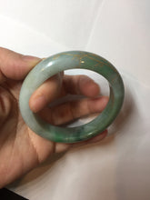 Load image into Gallery viewer, 55mm 100% Natural type A sunny green gray black carved flowers and golden-painted Jadeite Jade bangle PB284
