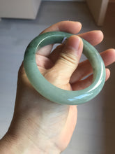 Load image into Gallery viewer, 55.5mm certified type A 100% Natural light green dark green gray(淡油青) jadeite jade bangle BS151-0495