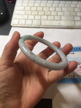 Load image into Gallery viewer, 59.2mm certified Type A 100% Natural dark green gray light purple with brown flying dandelions slim round cut Jadeite Jade bangle PH220-3236