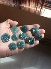 Load image into Gallery viewer, 100% Natural type A icy watery blue green gray Guatemala jadeite Rose Pendant group BP181
