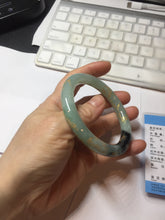 Load image into Gallery viewer, 58.4mm 100% Natural type A icy watery green dark carved flowers golden-painted round cut Jadeite Jade bangle PH74-5863