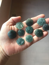 Load image into Gallery viewer, 100% Natural type A icy watery blue green gray Guatemala jadeite Rose Pendant group BP181