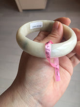 Load image into Gallery viewer, 55mm Certified 100% natural beige/green chubby jadeite jade bangle G70-0469