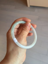 Load image into Gallery viewer, 59.5mm 100% natural certified light green/white round cut slim jadeite jade bangle BL43-1824