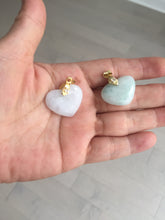 Load image into Gallery viewer, Type A 100% Natural watery light green/purple/yellow Jadeite Jade 3D sweet heart Pendant Z138