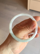 Load image into Gallery viewer, 59.5mm 100% natural certified light green/white round cut slim jadeite jade bangle BL43-1824