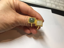 Load image into Gallery viewer, 100% Natural dark green/beige pale pink nephrite Jade ring (adjustable size) HN117