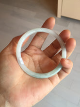 Load image into Gallery viewer, 59.5mm 100% natural certified light green/white round cut slim jadeite jade bangle BL43-1824