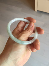 Load image into Gallery viewer, 59.5mm 100% natural certified light green/white round cut slim jadeite jade bangle BL43-1824