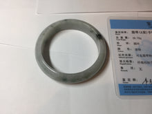 Load image into Gallery viewer, 54.5mm Certified 100% natural Type A white with green floating flowers jadeite jade bangle BN19-7053
